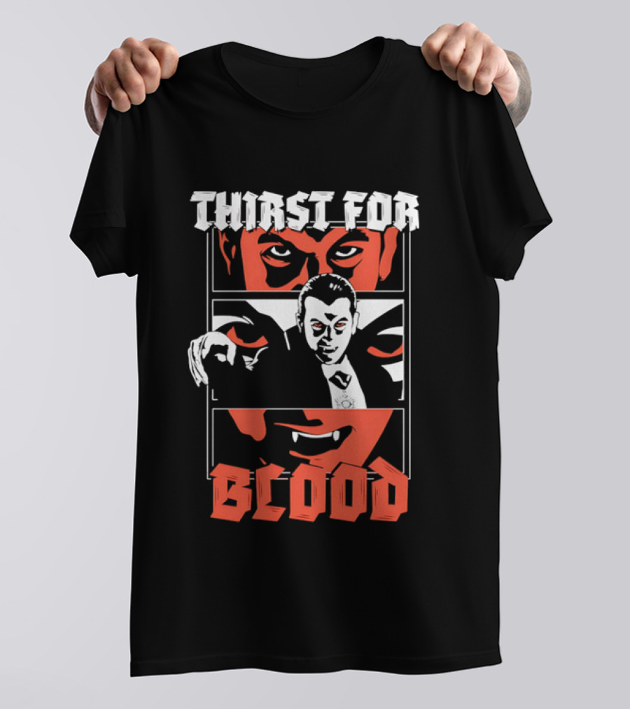 Thirst For Blood Vampire Horror Iconic Red Face T-Shirt