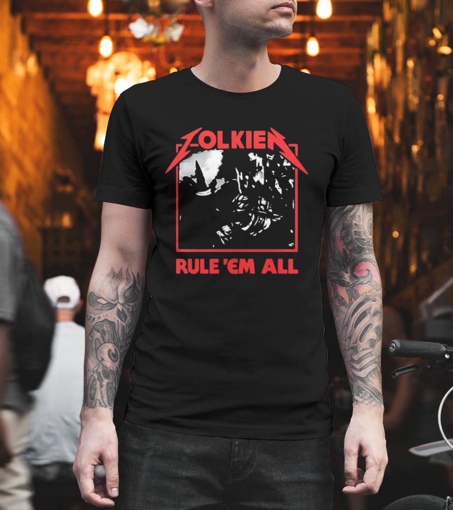 Tolkien Rule 'Em All Lord Of The Rings Metallica Mashup T-Shirt