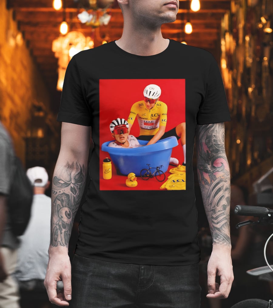 Tadej Pogačar Isaac Del Toro LCL UAE Team 2026 Cycling Bath Scene T-Shirt