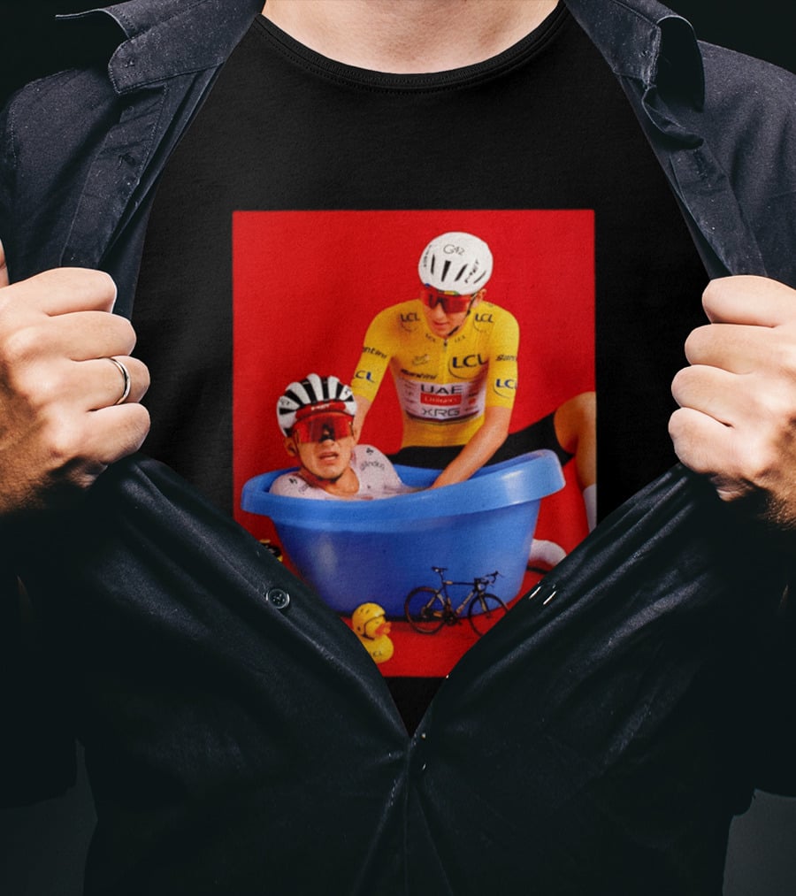 Tadej Pogačar Isaac Del Toro LCL UAE Team 2026 Cycling Bath Scene T-Shirt
