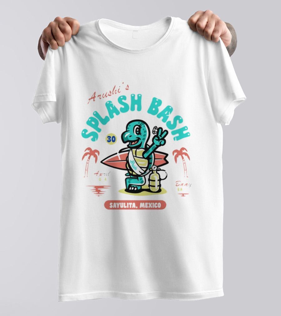 Arushi's Splash Bash Surfing Turtle 30th Birthday Sayulita Mexico T-Shirt
