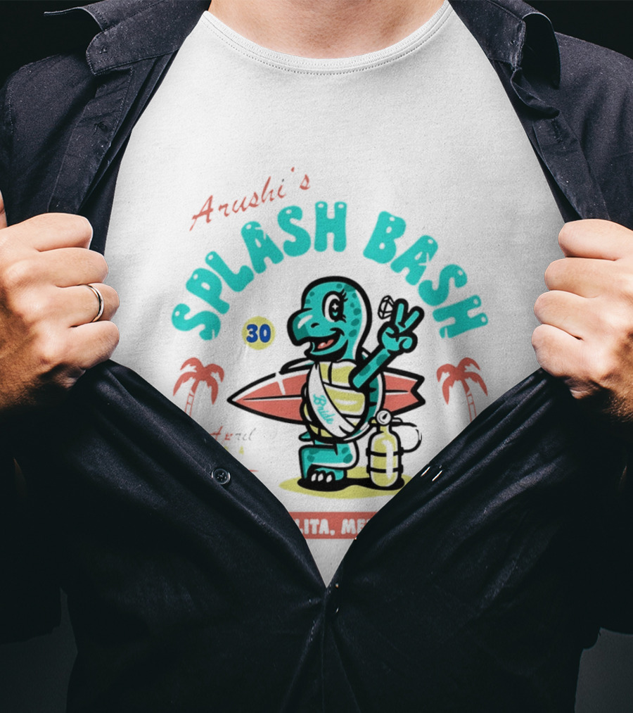 Arushi's Splash Bash Surfing Turtle 30th Birthday Sayulita Mexico T-Shirt