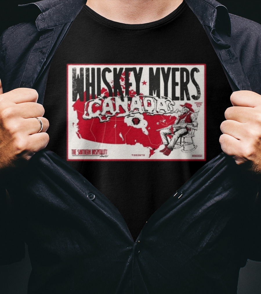 Whiskey Myers Canada Map Southern Hospitality Tour Toronto July 21 2026 Event T-Shirt