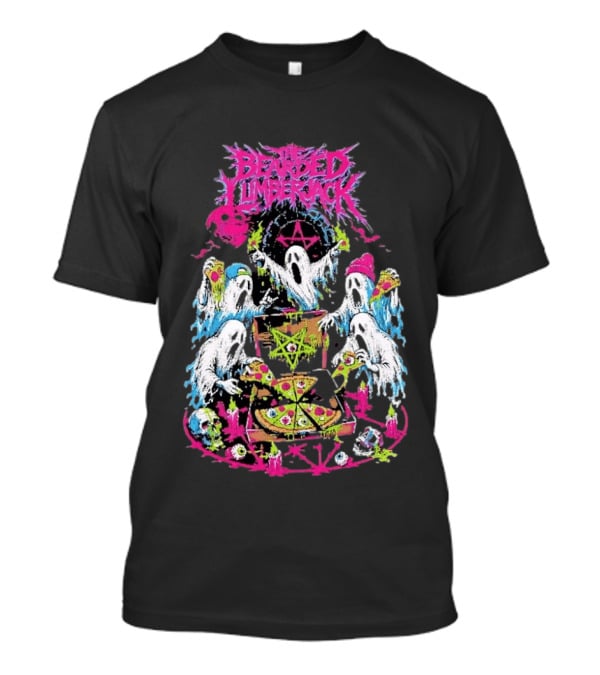 The Bearded Lumberjack Ghosts Enjoying Pizza With Pentagram T-Shirt