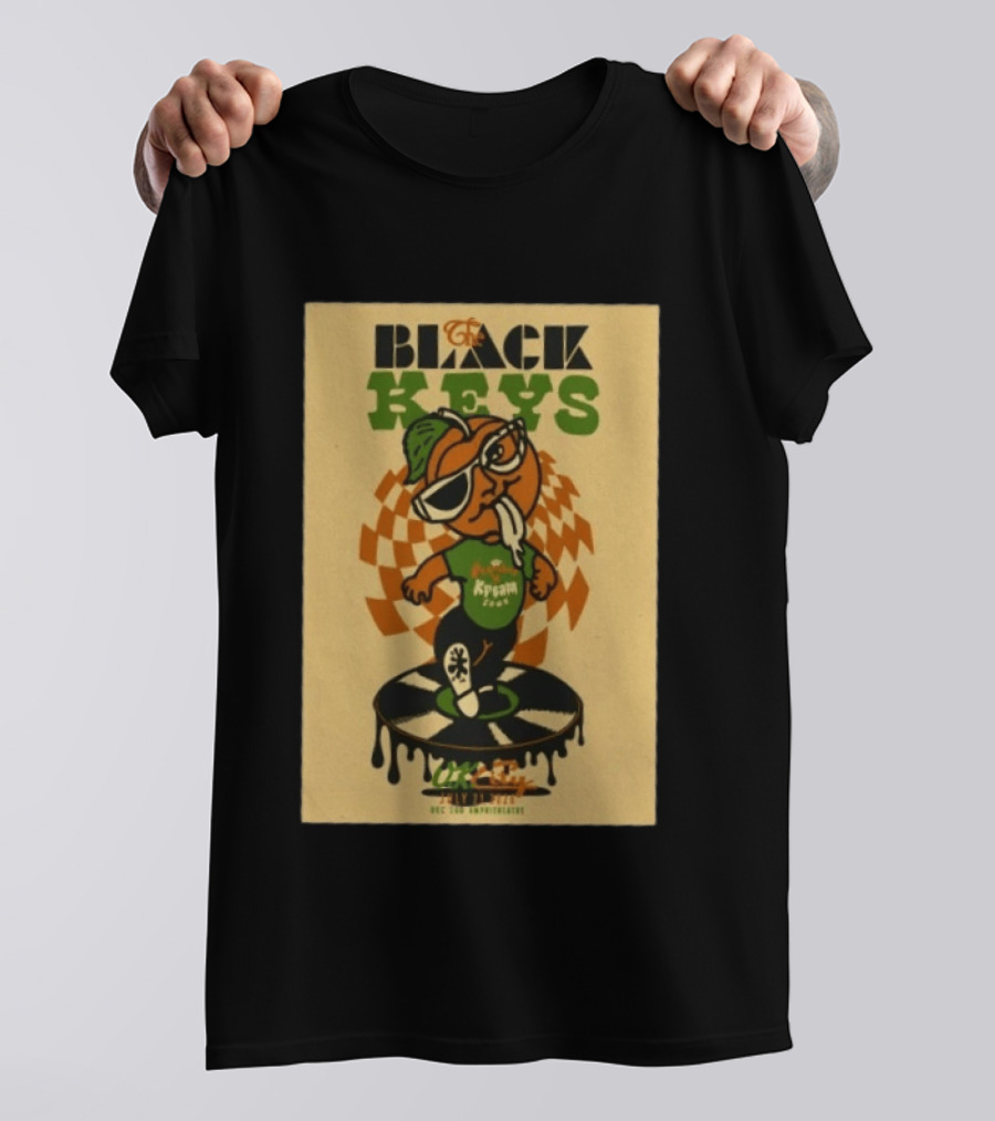 The Black Keys Oklahoma City OK July 21 2026 Checkered Record Orange Character Event T-Shirt