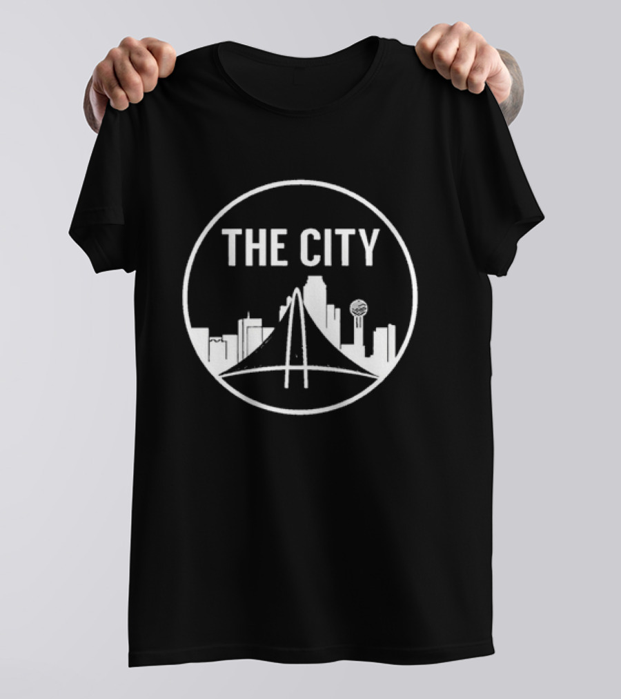 THE CITY Dallas Skyline Reunion Tower Margaret Hunt Hill Bridge T-Shirt