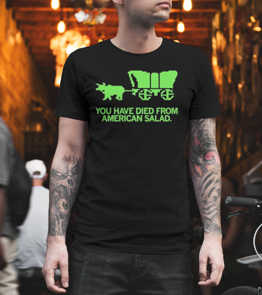 You Have Died From American Salad Ox Cart Retro Gaming Spoof T-Shirt