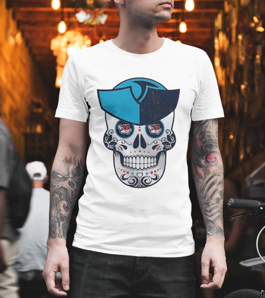 Day Of The Dead Skull Patriot Fox Sports Foxes Football T-Shirt
