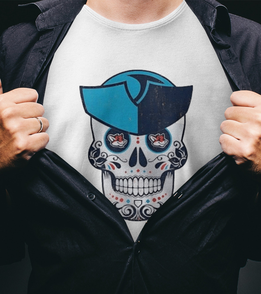 Day Of The Dead Skull Patriot Fox Sports Foxes Football T-Shirt