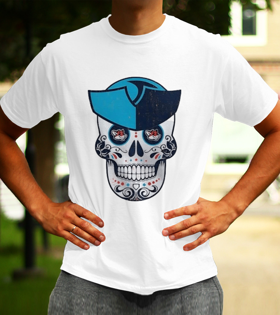 Day Of The Dead Skull Patriot Fox Sports Foxes Football T-Shirt