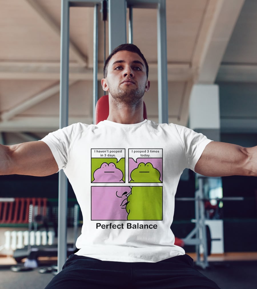 Perfect Balance Frog Meme I Haven't Pooped In 3 Days Pooped 3 Times Today T-Shirt