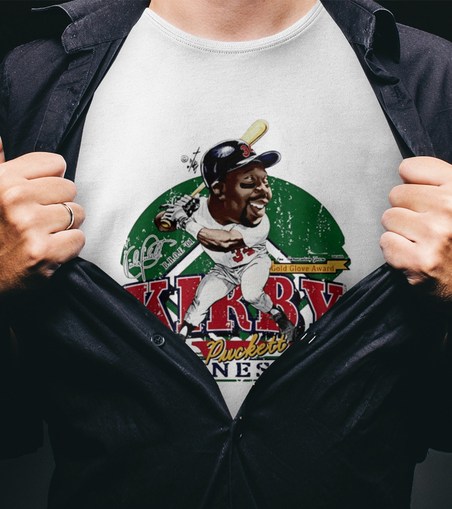 Kirby Puckett Minnesota Gold Glove Award Bruce Stark Collection T-Shirt