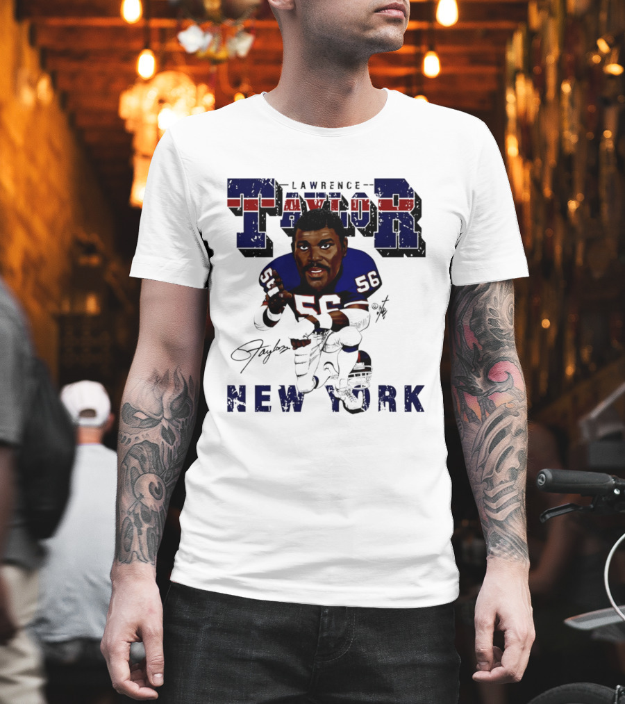Lawrence Taylor New York Giants Kneeling Bruce Stark Collection T-Shirt
