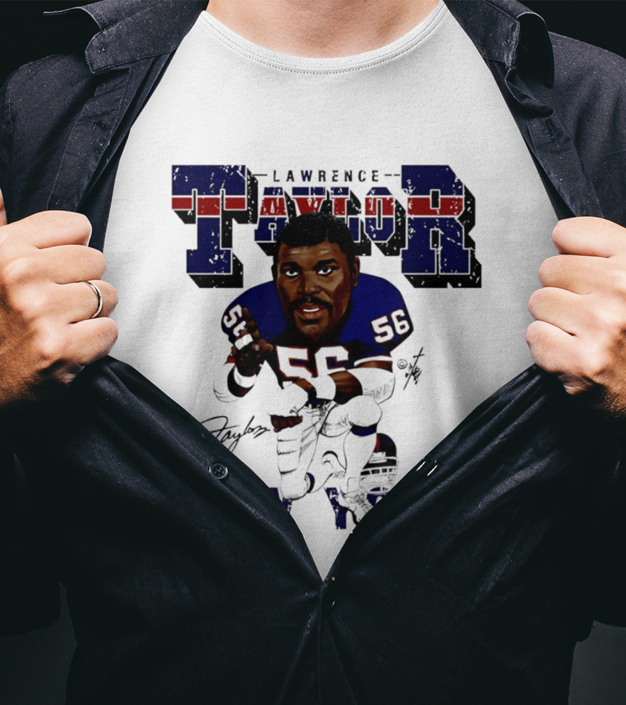 Lawrence Taylor New York Giants Kneeling Bruce Stark Collection T-Shirt