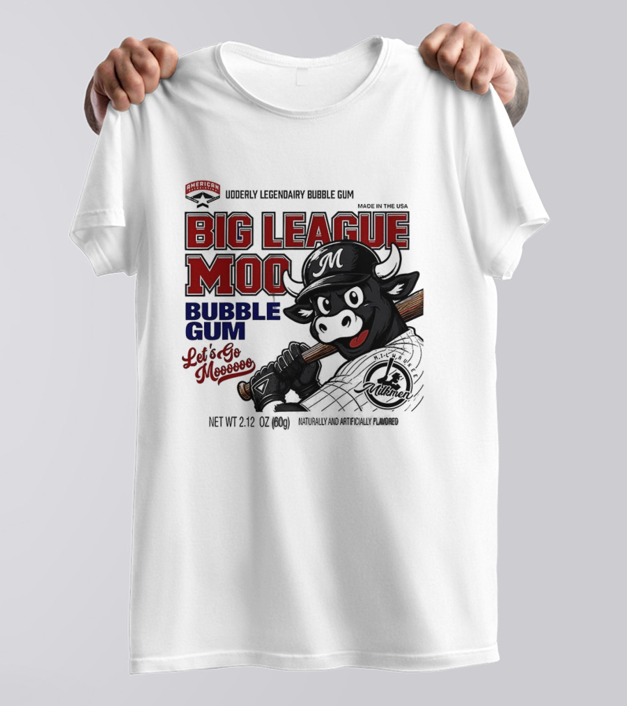 Milwaukee Milkmen Big League Moo Bubble Gum Udderly Legendary Made In USA T-Shirt