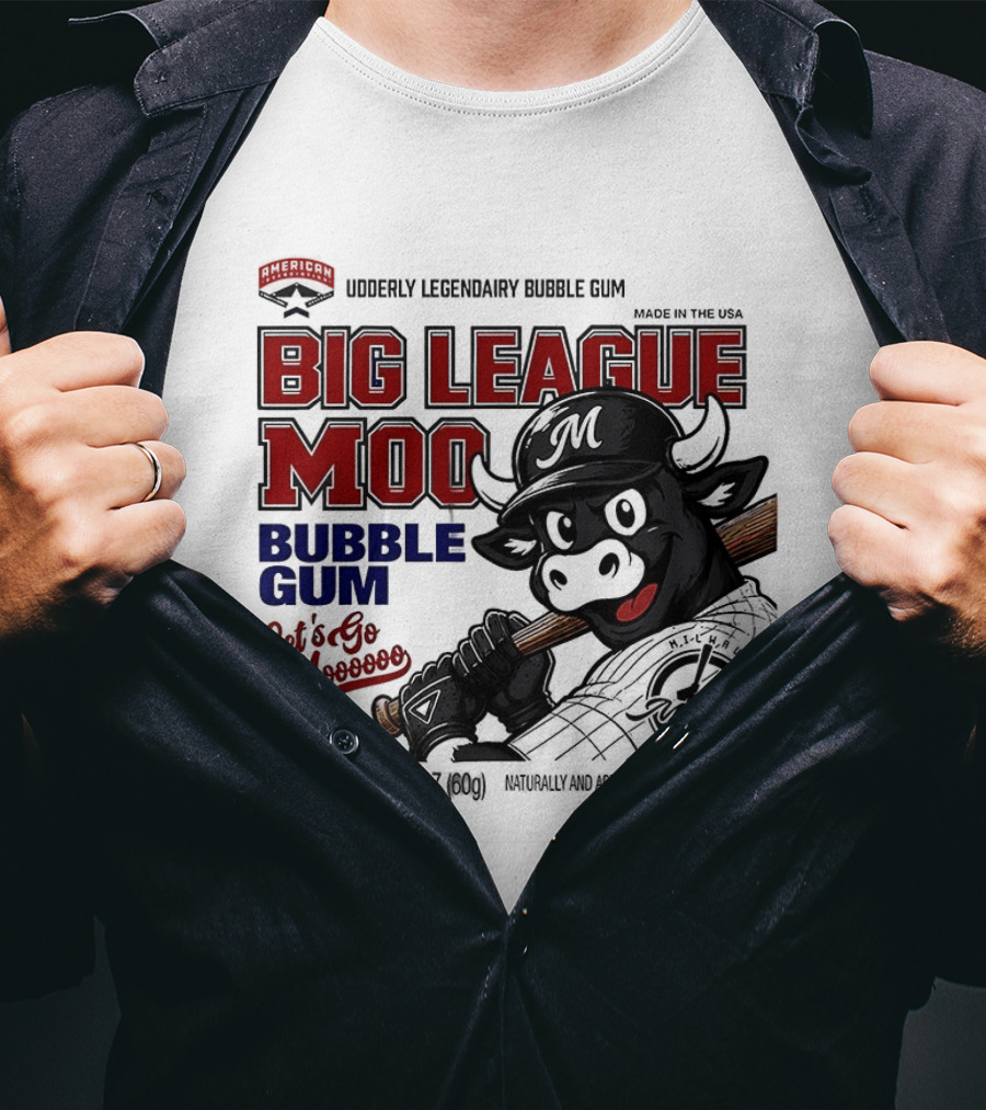 Milwaukee Milkmen Big League Moo Bubble Gum Udderly Legendary Made In USA T-Shirt