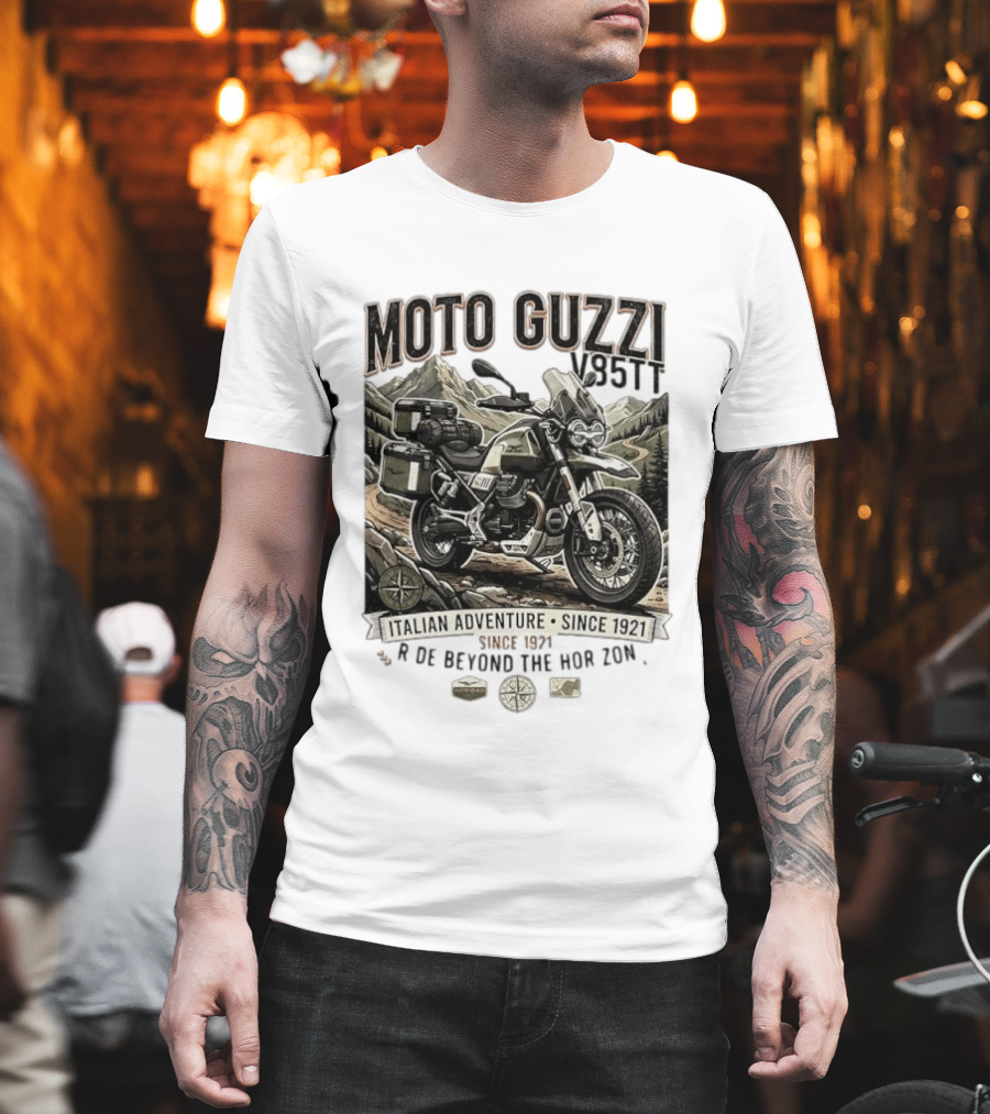 Moto Guzzi V85TT Italian Adventure Since 1921 Ride Beyond The Horizon T-Shirt