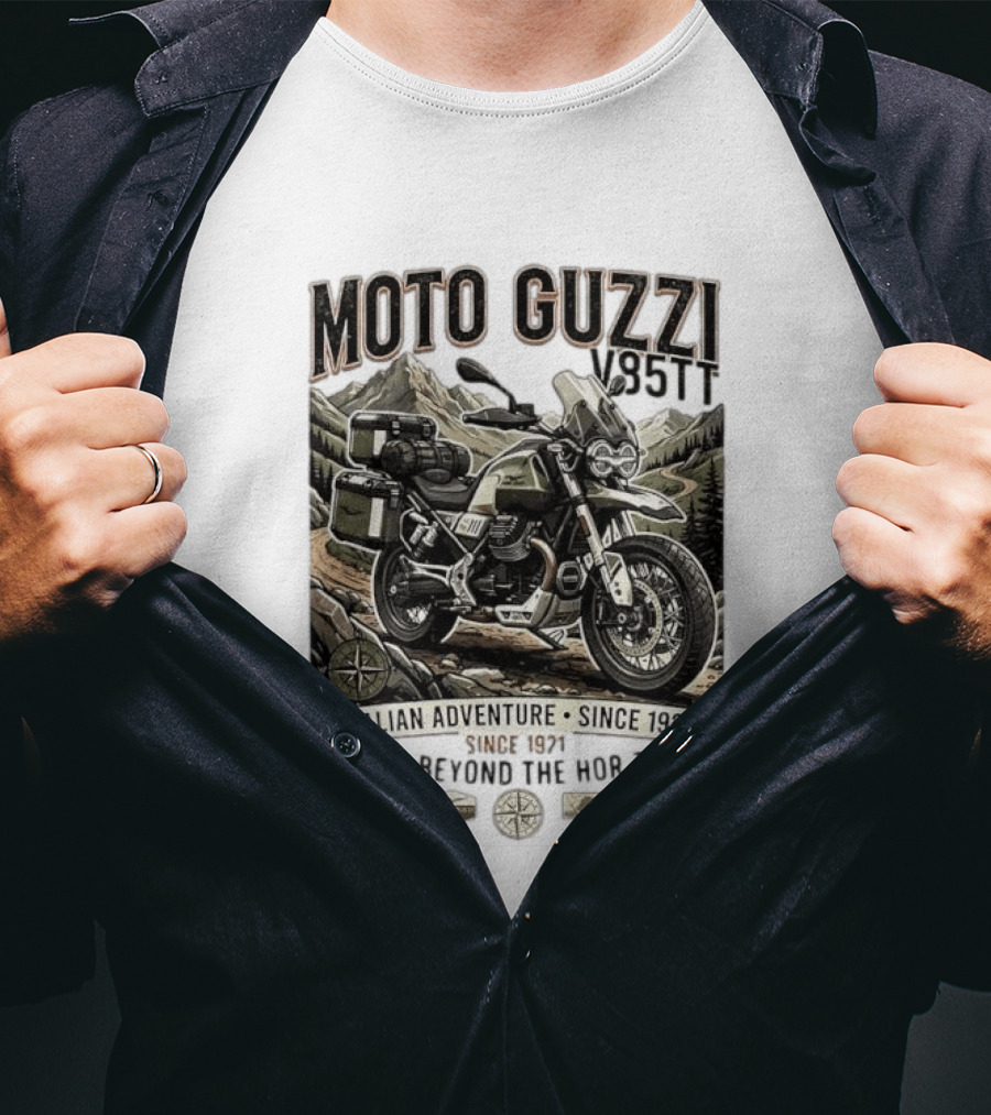 Moto Guzzi V85TT Italian Adventure Since 1921 Ride Beyond The Horizon T-Shirt
