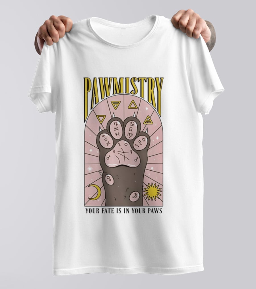 Pawmistry Astrology Cat Paw Your Fate Is In Your Paws Zodiac T-Shirt