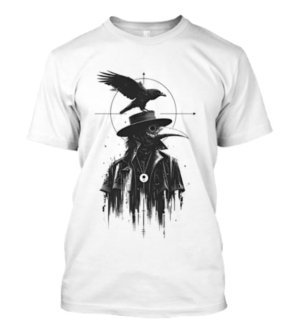 Plague Doctor With Raven Gothic Minimalist Short Sleeve T-Shirt