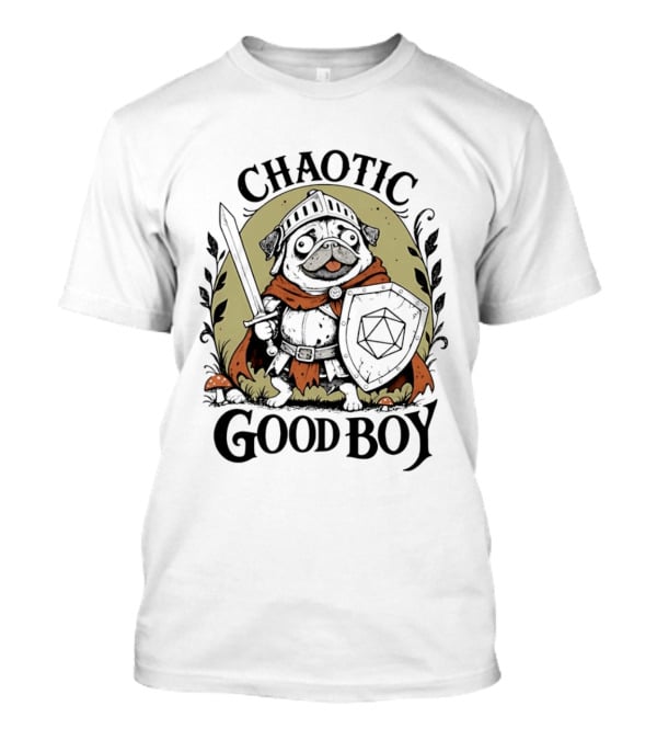 Chaotic Good Boy Pug Knight Dungeons And Dragons Adventure T-Shirt