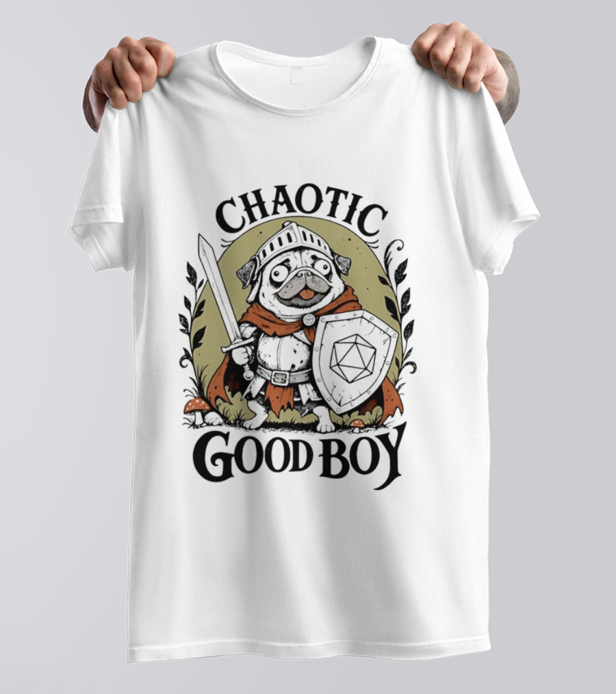 Chaotic Good Boy Pug Knight Dungeons And Dragons Adventure T-Shirt