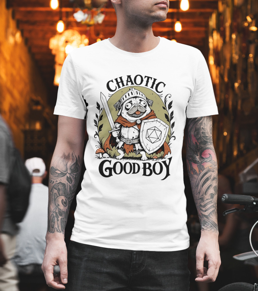 Chaotic Good Boy Pug Knight Dungeons And Dragons Adventure T-Shirt