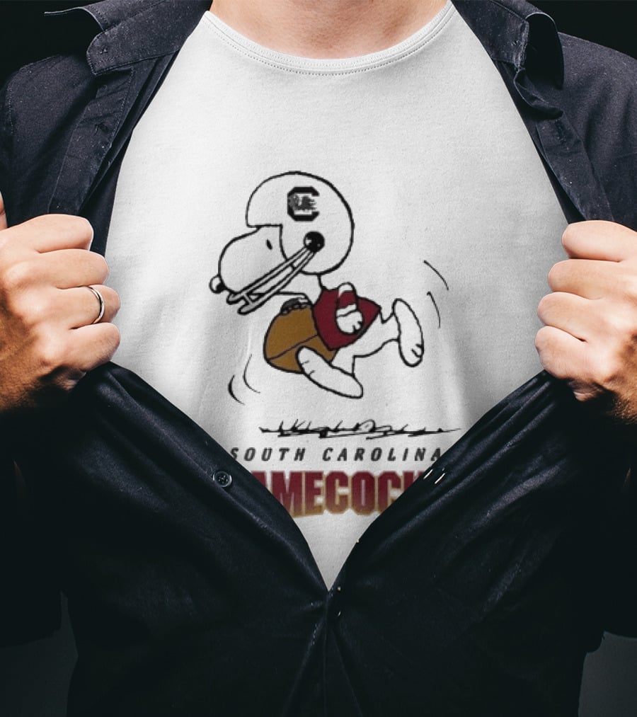 South Carolina Gamecocks Peanuts Snoopy Football T-Shirt
