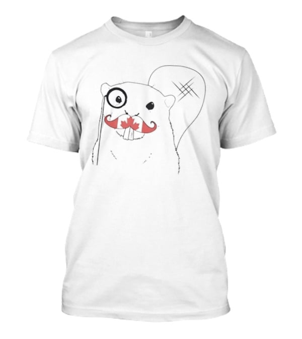 The Dapper Canadian Beaver Mustache Art With Monocle T-Shirt