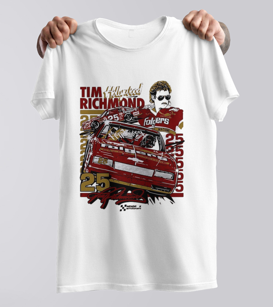 Tim Richmond Hollywood 25 Hendrick Motorsports Folgers NASCAR Racing T-Shirt