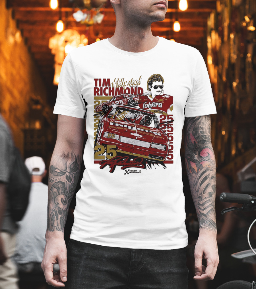 Tim Richmond Hollywood 25 Hendrick Motorsports Folgers NASCAR Racing T-Shirt