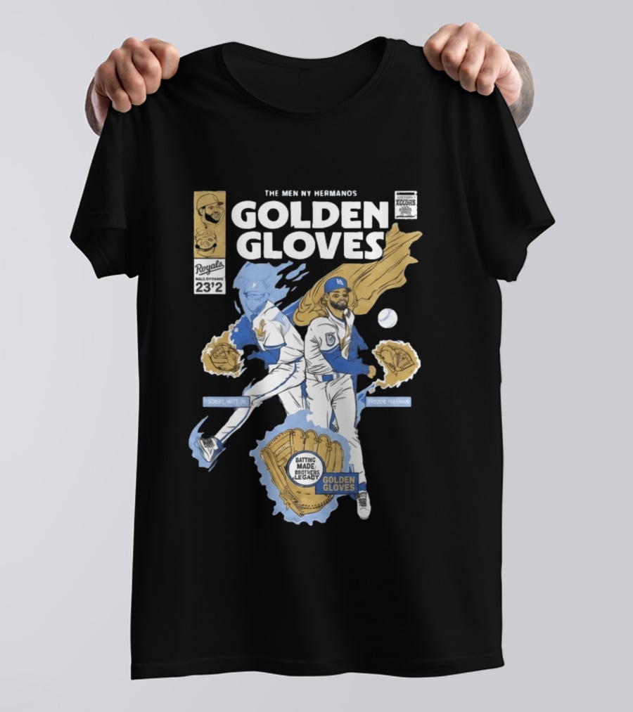The Meniny Hermanos Royals Hall Of Fame 2026 Golden Gloves Bobby Witt Jr Freddie Freeman T-Shirt