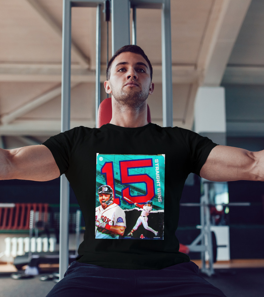 Boston Red Sox 15 Straight Wins Moose Mutual Collaboration T-Shirt