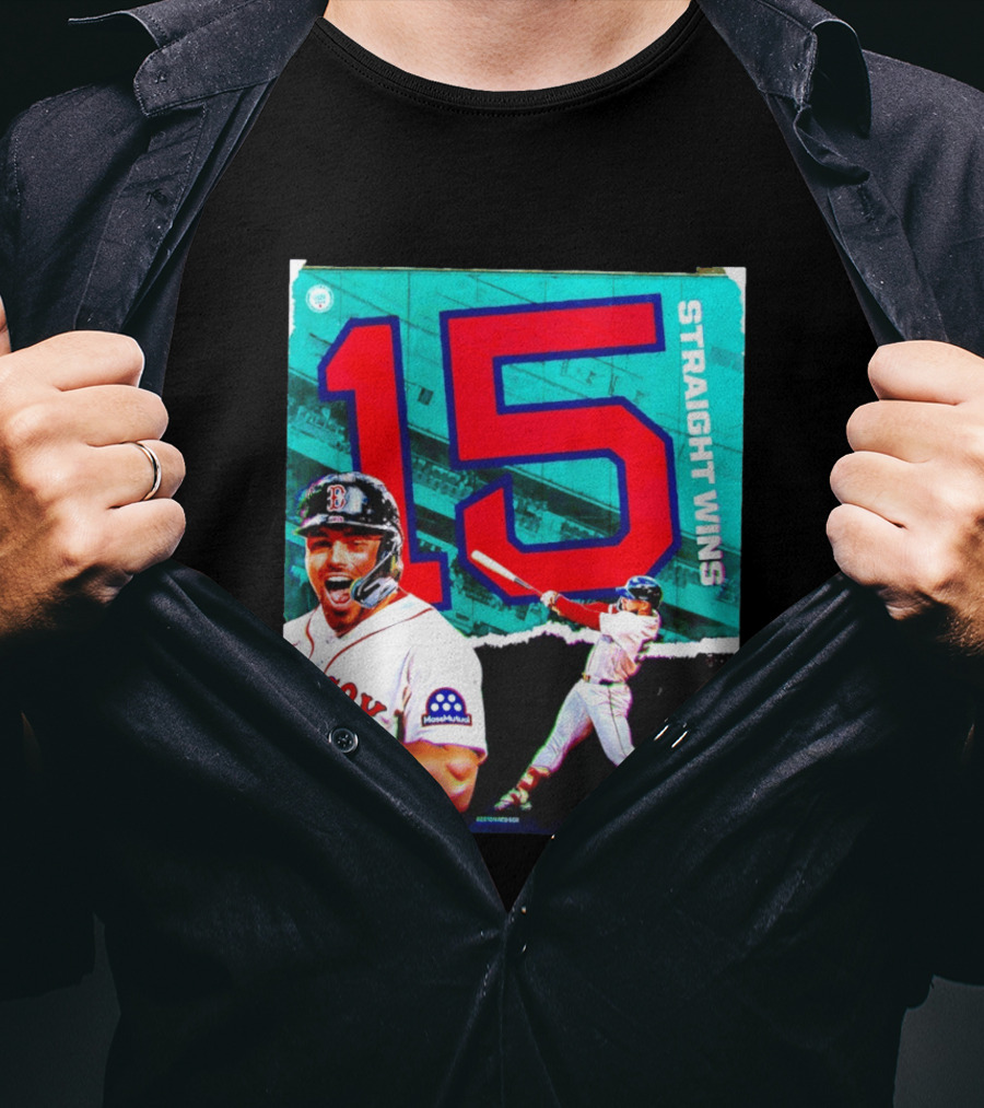 Boston Red Sox 15 Straight Wins Moose Mutual Collaboration T-Shirt
