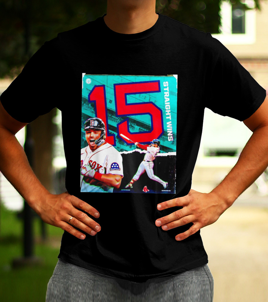 Boston Red Sox 15 Straight Wins Moose Mutual Collaboration T-Shirt