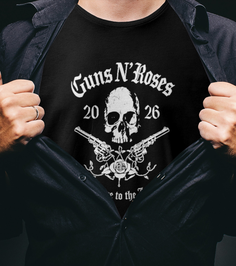 Guns N Roses 2026 Welcome To The Jungle Skull Pistols T-Shirt