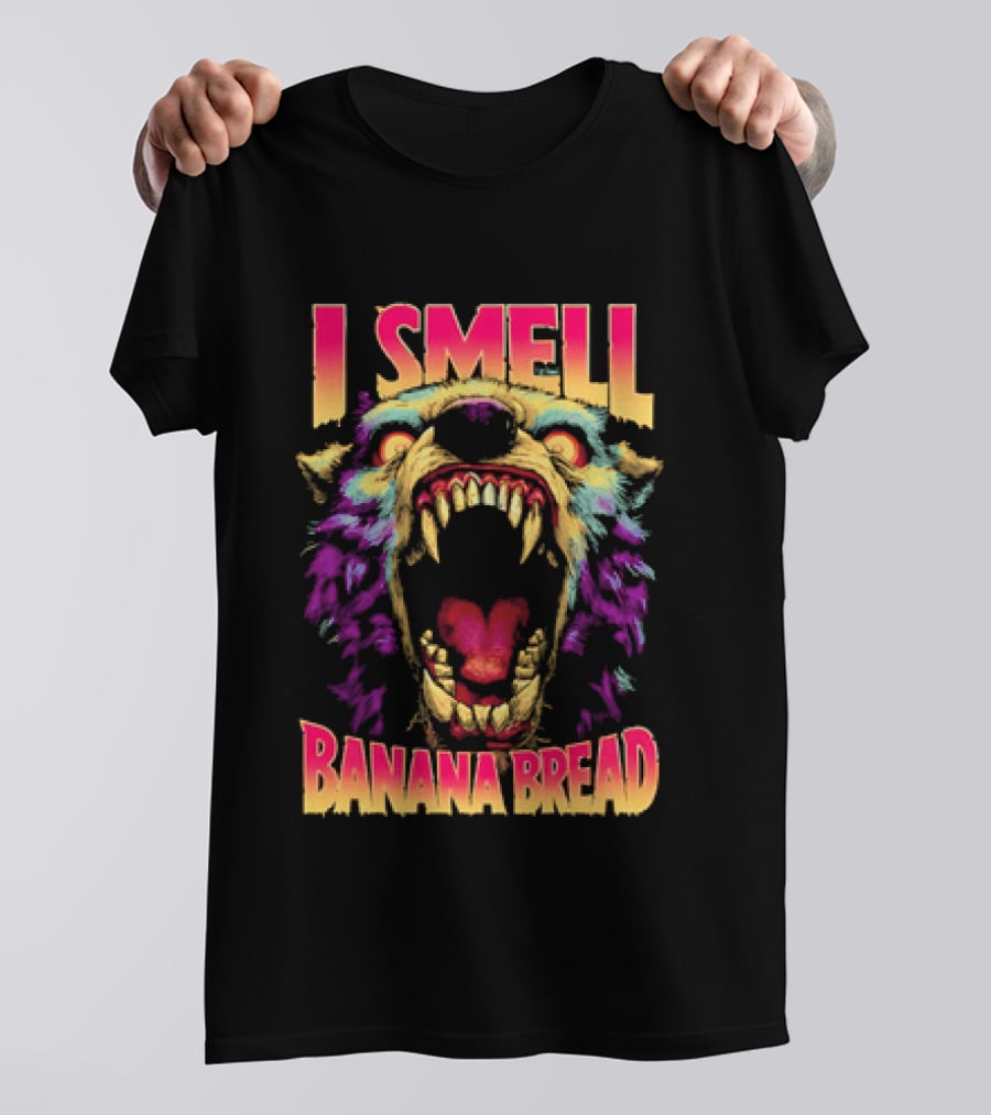 Hungry Werewolf I Smell Banana Bread Colorful Roaring Beast T-Shirt