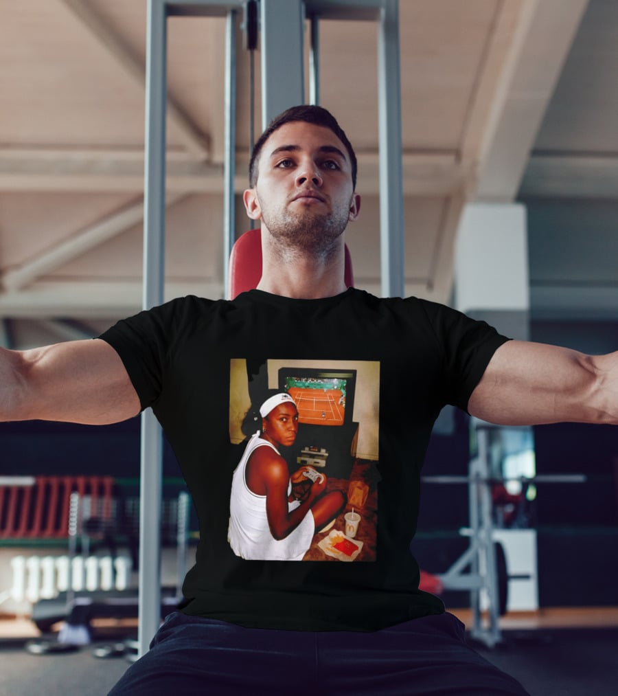 Coco Gauff Playing Retro Tennis Video Game With McDonald's Snacks T-Shirt