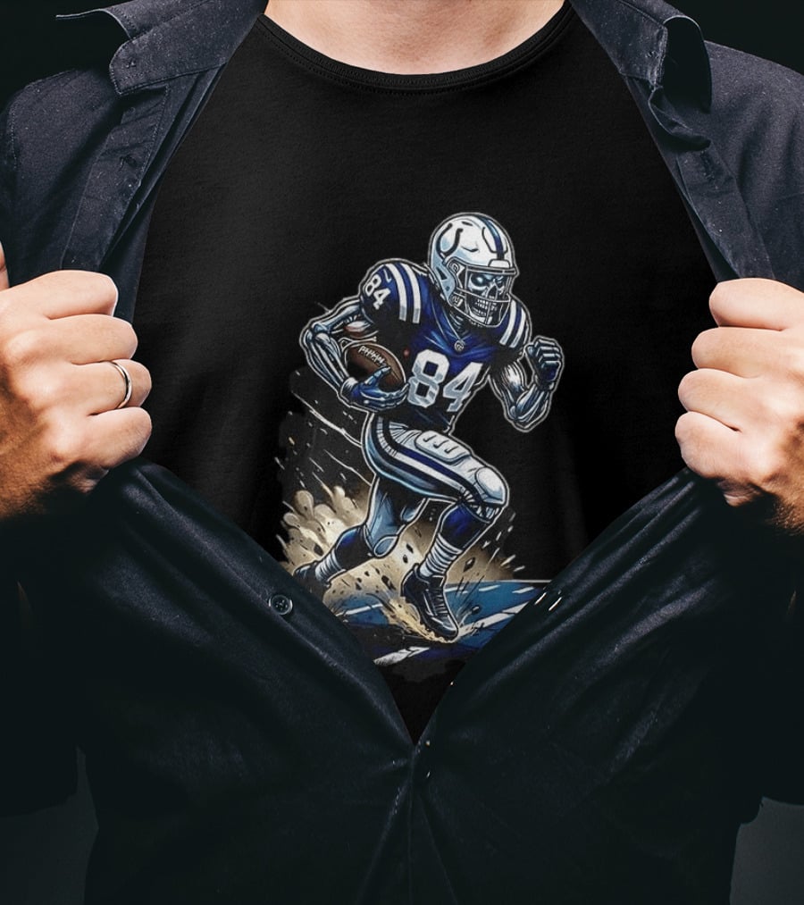 Indianapolis Colts Skeleton Football Player Runs In My Blood T-Shirt
