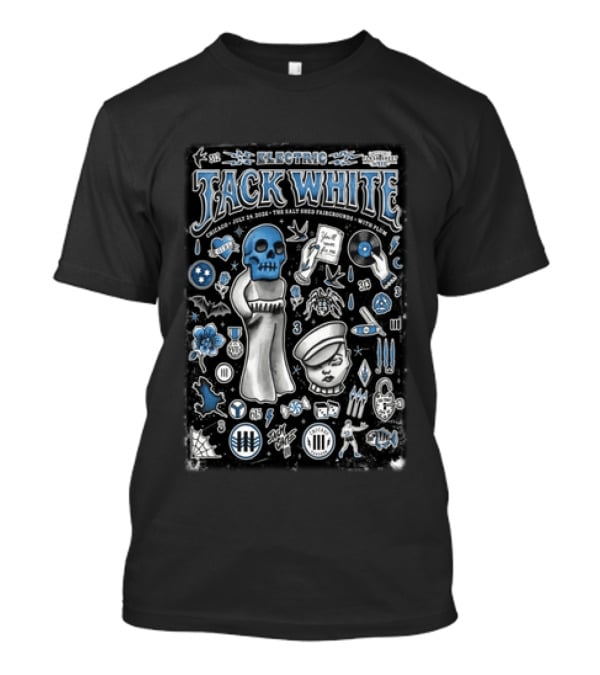 Electric Jack White Chicago July 24 2026 Salt Shed Chicago With Plaketa T-Shirt
