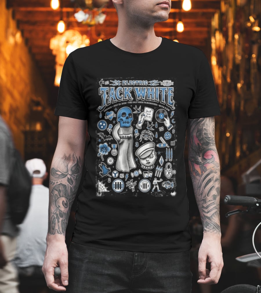 Electric Jack White Chicago July 24 2026 Salt Shed Chicago With Plaketa T-Shirt