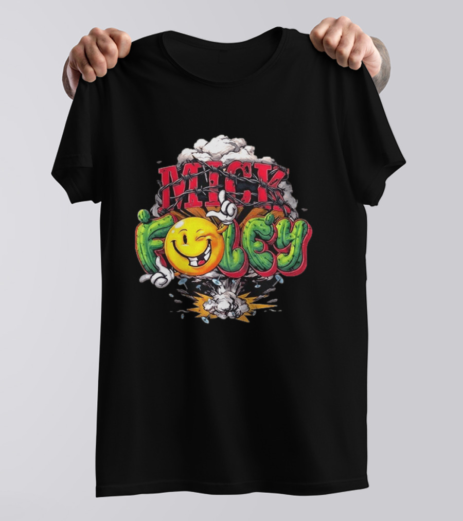 Mick Foley Smiley Explosion Barbed Wire T-Shirt