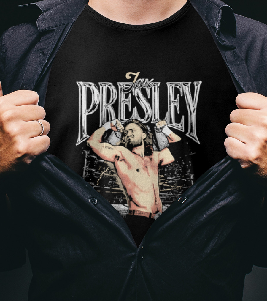 Jax Presley Flexing Muscles WWE Presley Backdrop T-Shirt