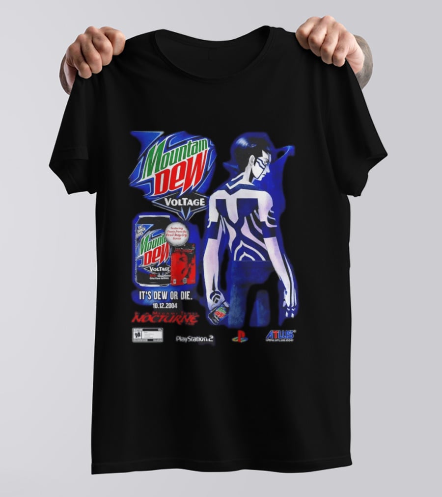 Mountain Dew Voltage Nocturne Devil May Cry Featuring Dante It's Dew Or Die 10.12.2004 PlayStation 2 Atlus T-Shirt