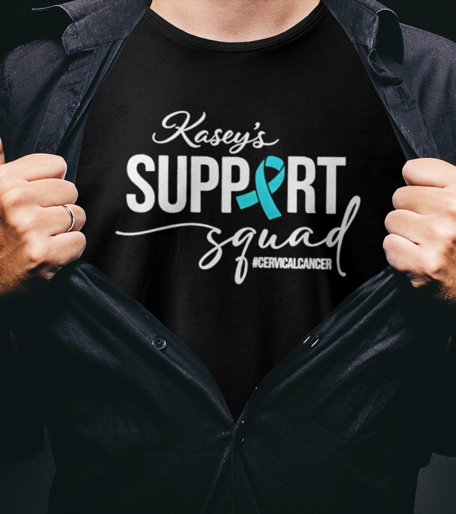 Kasey's Support Squad For Cervical Cancer Awareness Ribbon T-Shirt