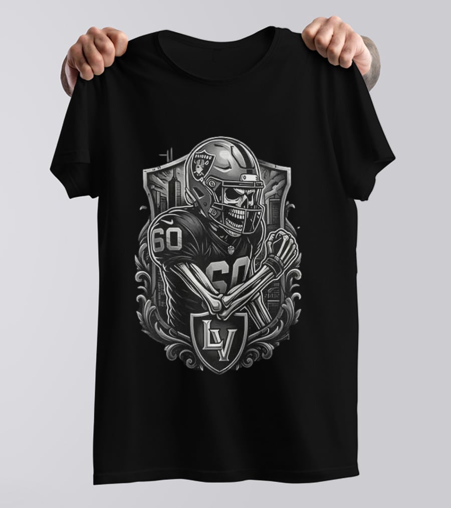 Las Vegas Raiders Skeleton Football Spirit Runs In My Blood T-Shirt