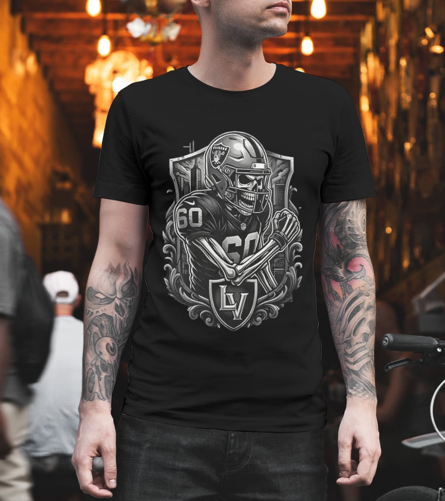 Las Vegas Raiders Skeleton Football Spirit Runs In My Blood T-Shirt