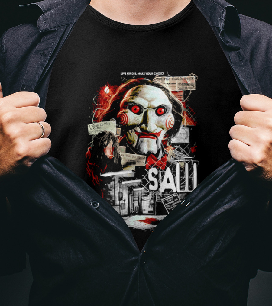 Live Or Die Make Your Choice Saw I Want To Play A Game Sometimes You See More With Your Eyes Shut X Marks The Spot T-Shirt