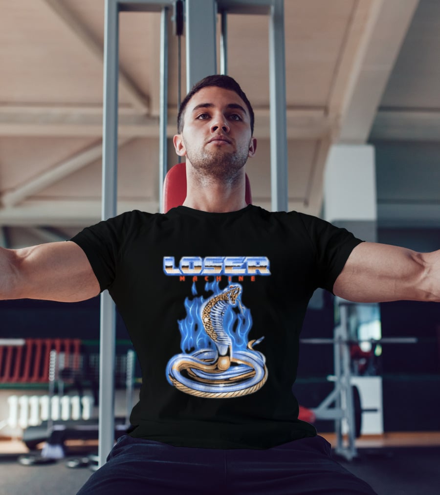 Loser Machine Cobra Flaming Blue Serpent Roaring Snake T-Shirt