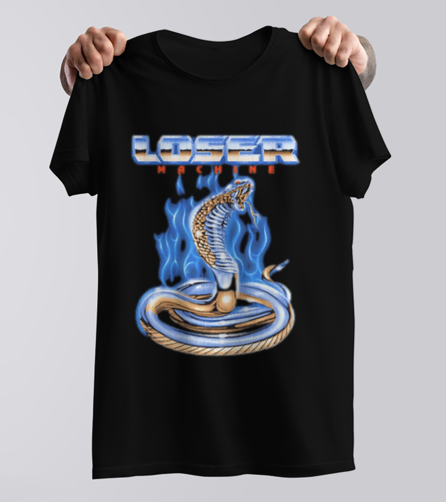 Loser Machine Cobra Flaming Blue Serpent Roaring Snake T-Shirt